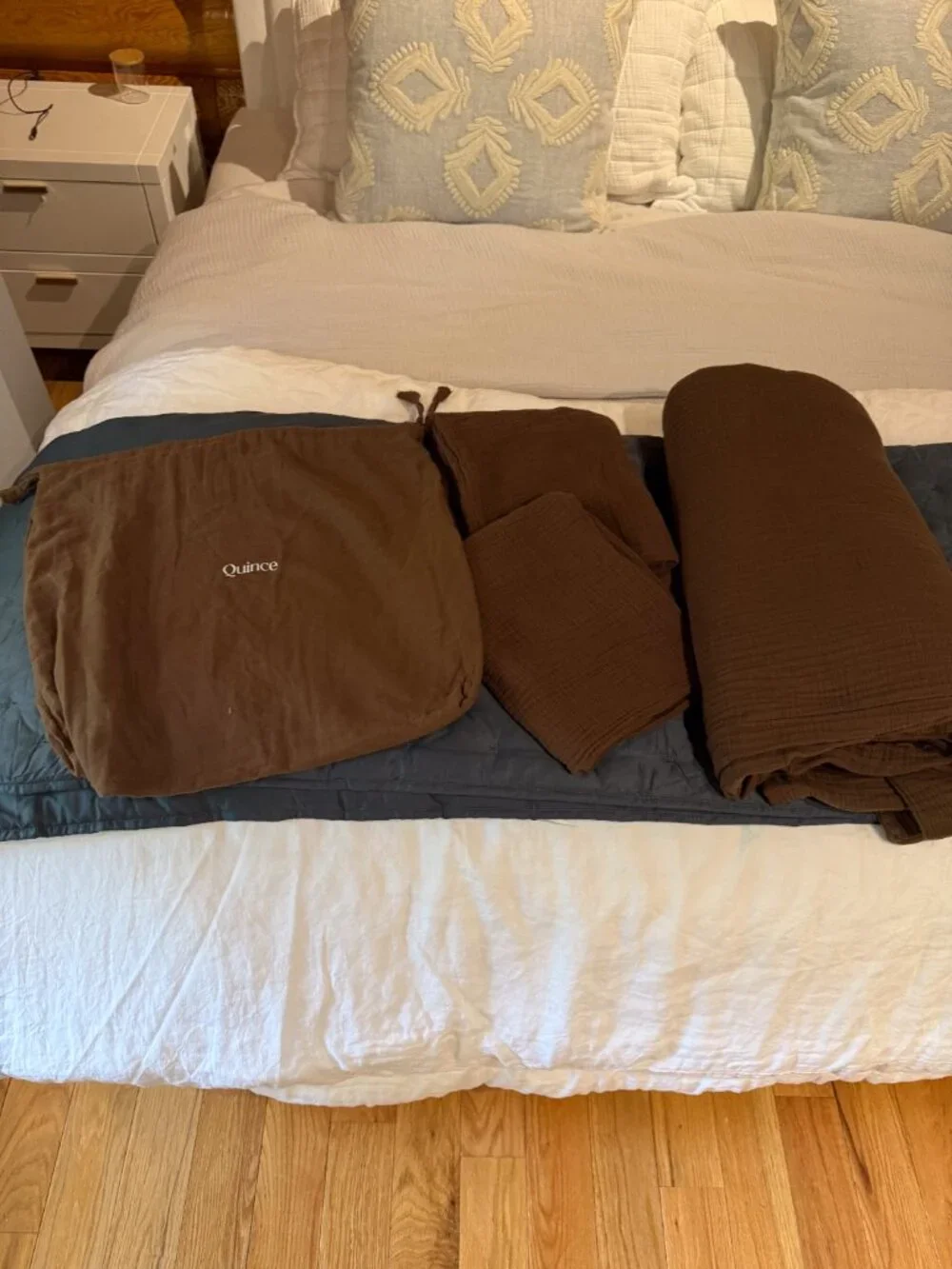 Quince Organic Cotton Airy Gauze Duvet Cover Set Queen Espresso